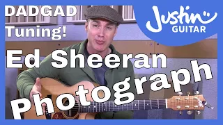 How to play Photograph by Ed Sheeran on guitar in DADGAD tuning - Guitar Lesson Tutorial