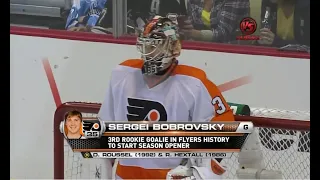 Sergei Bobrovsky's first NHL game full highlights (he stopped Malkin/Crosby and won (2010)