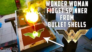 Casting Brass Wonder Woman Fidget Spinner from empty Bullet Shells | PressTube