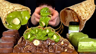 ASMR 악마의쨈 누텔라크레페 오설록 녹차밀크 크레페 녹차치즈케이크 티코 먹방~!! Nutella Banana Crepe Green Tea Milk Crepe MuKBang~!!