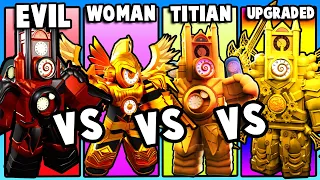 EVIL vs WOMAN vs TITAN vs UPGRADED CLOCKMAN In Skibidi Tower Defense