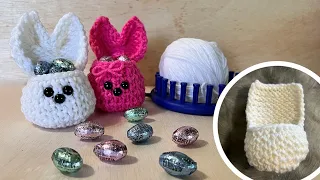 LOOM Knit Easter Bunny Basket Bag / Round Loom No Increases or Decreases