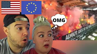 American Football vs European Football Fans | COUPLE REACTION VIDEO