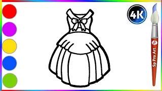 Dress drawing,coloring and Painting for kids || How to draw girl dress in easy steps #toddlers