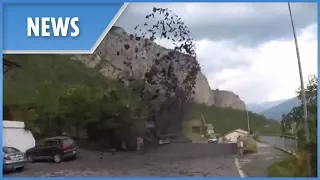 Violent mudslide smashes through Swiss village