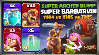 Th14 vs TH15 attack | Th14 Super Archer Blimp Super Barbarian Strategy! Best Th15 Attack 2023! coc