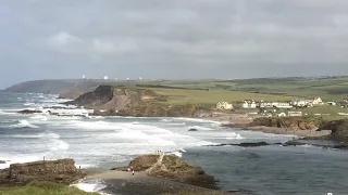 Big Surf in Bude, Cornwall & very busy Summerleaze & Crooklets beaches in August 2020