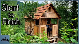 Construction house made of pallets over a cliff. The big movie