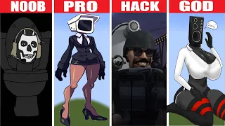 SKIBIDI TOILET All Characters Pixel Art : Noob VS Pro VS Hacker VS God / building challenge #14