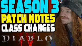 Diablo 4 - SEASON 3 PATCH NOTES! Class CHANGES - Item Updates And More