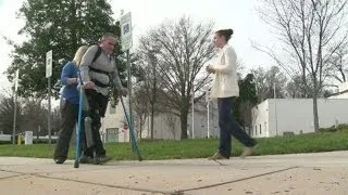 Exoskeleton helps paralyzed man walk again