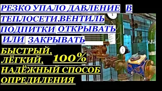 ПАДЕНИЕ ДАВЛЕНИЯ В ТЕПЛОСЕТИ.ВЕНТИЛЬ ПОДПИТКИ ОТКРЫВАТЬ ИЛИ ЗАКРЫВАТЬ.ОПРЕДЕЛЯЕМ ЛЕГКО И МГНОВЕННО