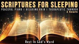 ❤️PEACEFUL BIBLE VERSES for Deep Sleep RELAXING RAIN THUNDER Music Christian Scriptures for Sleeping