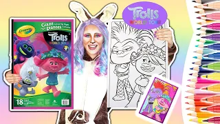 How TO COLOR POPPY & QUEEN BARB! | GIANT COLORING Page | Trolls 2| Pencils & Markers