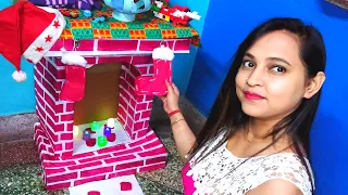 DIY fake Fireplace with 1 cardboard box for Christmas Decoration|How to make Fireplace for homedecor