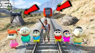 GTA 5 : Franklin & Shinchan Tried To Stop SUPERFAST TRAIN ( Stop Break Fail Challenge ) In GTA 5 !