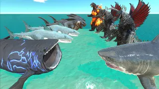 Aquatics Battle - Megalodon Team VS The Bloop Team - Animal Revolt Battle Simulator