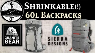 Shrinkable 60 Liter Backpacks: Granite Gear Massdrop X60 vs. Sierra Designs Flex Capacitor