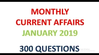 MONTHLY CURRENT AFFAIRS JANUARY 2019 WAY OF SUCCESS