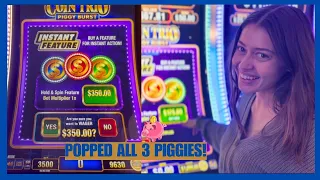 We Bought The MAX $350 Bonus & Burst All Three Piggies On Coin Trio Piggy Burst!!!