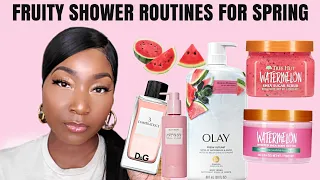 FRUITY SHOWER ROUTINE FOR SPRING🍉🍓PAIRING SWEET HYGIENE PRODUCTS W/ FRAGRANCES TO SMELL GOOD ALL DAY