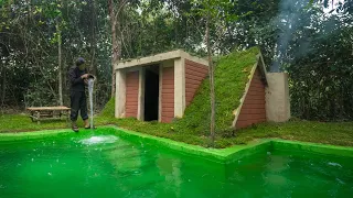 Girl Build The Most Beautiful Under Earth Home Around Swimming Pool Decoration by Ancient Skills