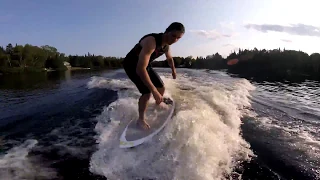 Wakesurfing behind jetski