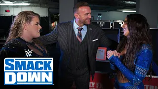 Nick Aldis informs Green and Niven of a match on Raw: SmackDown exclusive, April 12, 2024