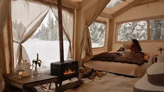 CAMPING WITH OUR WINTER GARDEN TENT IN HEAVY SNOW