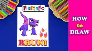 How to draw Bruni the salamander fire spirit from Frozen 2 I Disney characters for beginners