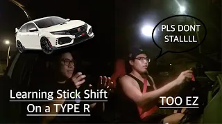 Car NOOB Learns To Drive Stick on A Civic TYPE R