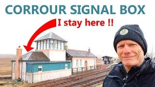 I stay in a signal box, with trains passing feet from my window. Corrour station, Scotland.