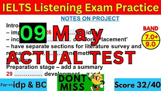09 MAY 2024 IELTS LISTENING PRACTICE TEST 2024 WIH ANSWER KEY | IELTS EXAM PREDICTION | BC & IDP