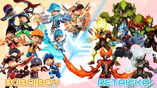 BOBOIBOY VS RETAK'KA || ALL KUASA ELEMENTAL + FUSION ! POWER LEVEL !