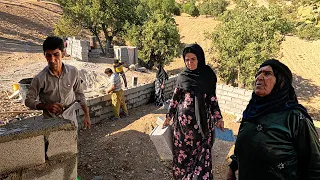 Construction on Agricultural farm by large Nomadic family