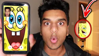 DO NOT FACETIME SPONGEBOB AT 3AM! OMG HE ACTUALLY ANSWERED! *SPONGEBOB SQUAREPANTS CAME TO MY HOUSE*