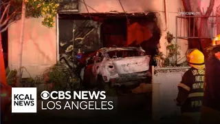 Pursuit ends as suspect slams into building in South LA