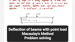 Deflection of beams | Simply supported beam | Macaulay's method | Strength of materials | Tamil