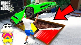 Franklin Found SECRET LUXURY ROOM Under Franklin's Car in GTA 5 | SHINCHAN and CHOP