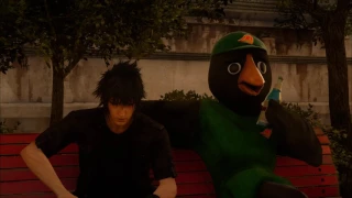 Final Fantasy XV Moogle Chocobo Carnival Kenny Crow scaring Noctis