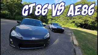 GT86 vs AE86 Car comparison Touge battle and Autocross