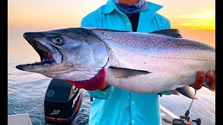 King Salmon Fishing Lake Michigan Kewaunee Wisconsin 8-5-22