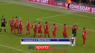 Liverpool celebrating after a 2-2 draw against West Brom
