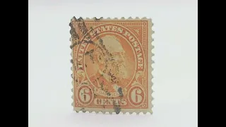 US stamp, vintage and old postage.President Roosevelt 5c, President Garfield 6c, President Kinney 7c