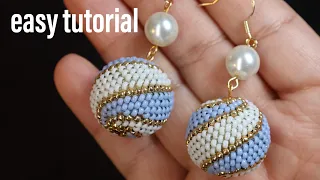 Espiral beaded ball earring. simple and easy to make for beginneras