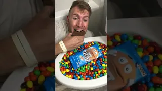 Eating M&M's Chocolate Candy Bar in Toilet #shorts #asmr #food