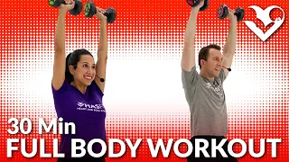 30 Minute Dumbbell Full Body Workout at Home - Total Body Strength Training Workouts with Weights