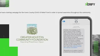 VERIFY: Yes, text messages about COVID-19 relief from Harris County are legitimate