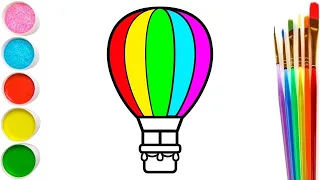 How to draw hot air balloon for kids step by step | 子供のための熱気球を段階的に描く方法 | 단계별로 아이들을위한 열기구를 그리는 방법