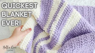 HOW TO CROCHET A FAST AND EASY BLANKET | BEGINNER FRIENDLY | MAKE IN 3 HOURS | Bella Coco Crochet